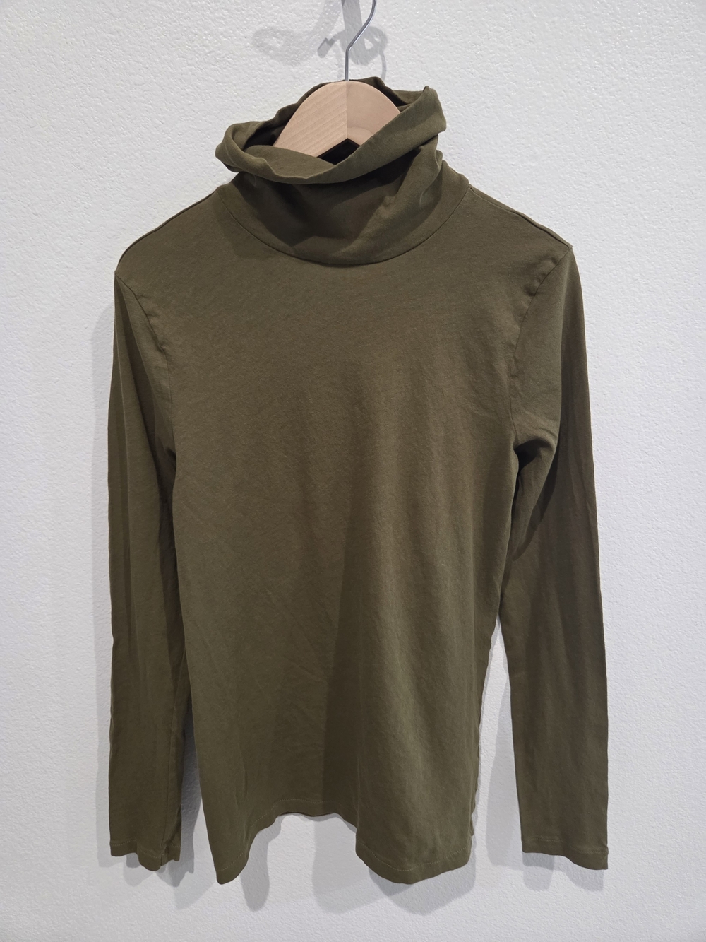 J. Crew Tissue Tee Longsleeve Turtleneck Olive Green XS